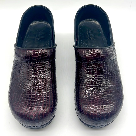 SANITA The Original Danish Clogs Burgundy Croc Embossed Leather EU Size … - Picture 1 of 11